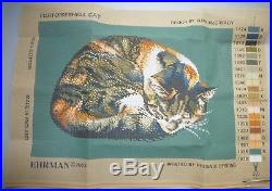EHRMAN 2003 TORTOISESHELL CAT GREEN by ELIAN McCREADY TAPESTRY NEEDLEPOINT KIT