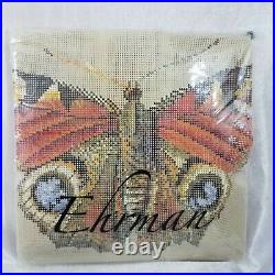 EHRMAN BUTTERFLY TAUPE ELEN McCREADY TAPESTRY NEEDLEPOINT KITRARE & DISCONTIUED