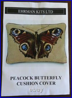 EHRMAN TAPESTRY KITS LTD Peacock Butterfly Cushion Cover NEEDLEPOINT Kit NEW