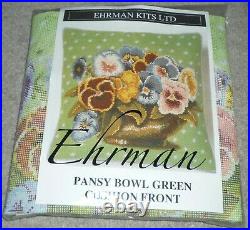 EHRMAN rare PANSY BOWL (GREEN) by KAFFE FASSETT TAPESTRY NEEDLEPOINT KIT