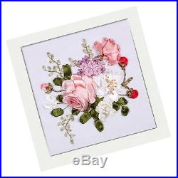 Egoshop Silk Ribbon Embroidery Spring Flower blooming Kit Eight Couplet Paint
