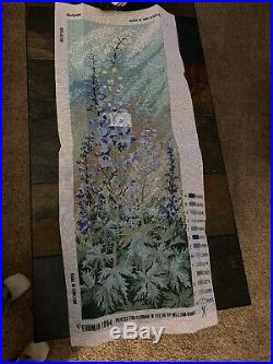 Ehrman Needlepoint Tapestry KIT Cotton/Wool DELPHINIUM PANEL Blockley 42 x 17