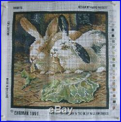 Ehrman Needlepoint Tapestry Kit KAFFE FASSETT RABBITS Retired 1991