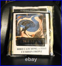 Ehrman bird catching a fish needlepoint tapestry kit, Vintage, new
