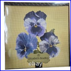 Elizabeth Bradley English Tapestry Kit Pansies Victorian Cross Stitch Cream Back
