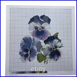 Elizabeth Bradley English Tapestry Kit Pansies Victorian Cross Stitch Cream Back