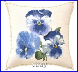 Elizabeth Bradley English Tapestry Kit Pansies Victorian Cross Stitch Cream Back