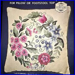 Elsa Williams Ring Of Posies Pillow Footstool Crewel Embroidery Kit KC307 Rare