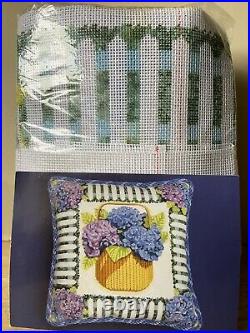 Embroidery Kit Erica Wilson Nantucket Basket of Hydrangeas 16x 16 Started B2L