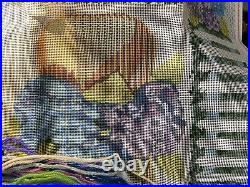 Embroidery Kit Erica Wilson Nantucket Basket of Hydrangeas 16x 16 Started B2L