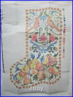 Erica Wilson Christmas Stocking Needlepoint Kit Birds Flowers Fruit