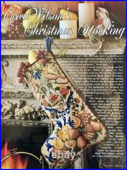 Erica Wilson Christmas Stocking Needlepoint Kit Birds Flowers Fruit