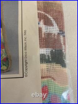 Erica Wilson Needlepoint 14 x 14 Pillow Kit Spring Meadows 1986 animals, etc