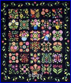 Everything's Blooming Kit Wool Pattern & Black Wool with felted Colorful