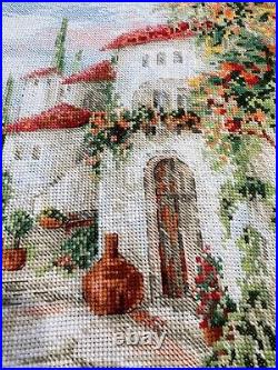 Finished completed Cross stitch- Casa De Italiano Completed size 16' x 12