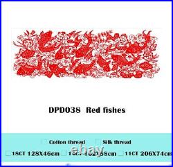 Fishes Pattern Cross Stitch Design Canvas Embroidery House Display Wall Portrait