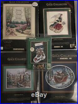 Four Dimensions Gold Collection cross stitch Kits and One Charts & Charms