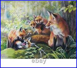 Fox Family Diamond Painting Lovely Animals Portrait Embroidery Design Decoration