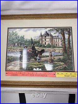 Framed Dimensions Gold M'Ladys Chateau Hand Made Cross Stitch 1995 Robert Lebron