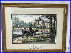 Framed Dimensions Gold M'Ladys Chateau Hand Made Cross Stitch 1995 Robert Lebron