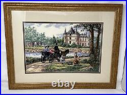 Framed Dimensions Gold M'Ladys Chateau Hand Made Cross Stitch 1995 Robert Lebron