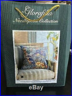 Glorafilia Tapestry Needlepoint Kit Kingfishers Pillow Unused Printed Canvas