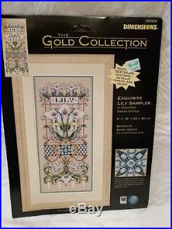 Gold Collection Dimensions Cross Stitch Kit Exquisite Lily Sampler NIP #35064