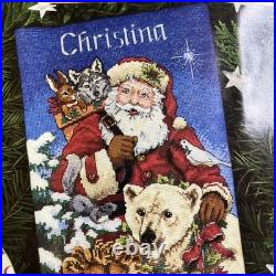 Gold Collection Dimensions Vintage Cross Stitch Santa's Wildlife Stocking 16