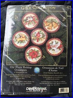 Gold Vtg Dimensions 8813 Old World Holiday Christmas Ornaments Cross Stitch Kit