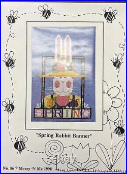 HTF Mosey N Me Spring Rabbit BannerCounted Cross Stitch Pattern Partial Kit