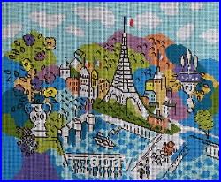 Handpainted Needlepoint canvas KIT Eiffel Tower Paris Sally Corey Designs silks