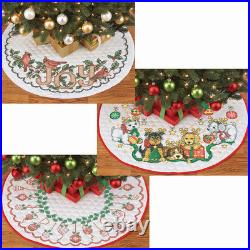 Herrschners Pre-Quilted Tree Skirt Set Stamped Cross-Stitch