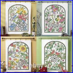 Herrschners Seasonal Stained Glass Quilt Tops Set Stamped Cross-Stitch Kit