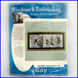 Hiawatha Aquarium Blackwork Embroidery Kit Erica Wilson 9 x 23 Vintage