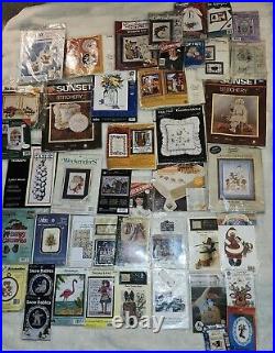 Huge Lot Vintage Cross Stitch, Crewel & Embrodiery Kits Christmas, Halloween 40+