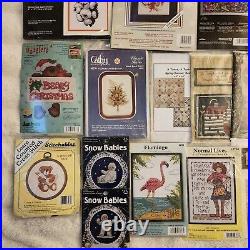 Huge Lot Vintage Cross Stitch, Crewel & Embrodiery Kits Christmas, Halloween 40+