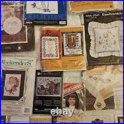 Huge Lot Vintage Cross Stitch, Crewel & Embrodiery Kits Christmas, Halloween 40+