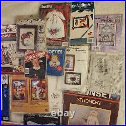 Huge Lot Vintage Cross Stitch, Crewel & Embrodiery Kits Christmas, Halloween 40+