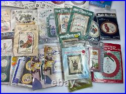 Huge Lot of 41 Vintage Cross Stitch Kits + Needlepoint Frame Animals + more! NEW