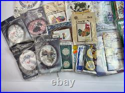 Huge Lot of 41 Vintage Cross Stitch Kits + Needlepoint Frame Animals + more! NEW