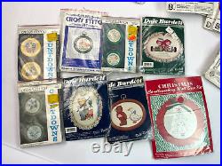 Huge Lot of 41 Vintage Cross Stitch Kits + Needlepoint Frame Animals + more! NEW