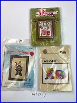 Huge Lot of 41 Vintage Cross Stitch Kits + Needlepoint Frame Animals + more! NEW