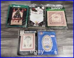 Huge Needlepoint Cross Stich Craft Dimensions Bucilla Canvas Embroidery Kit Lot