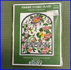 Imaginating Stained Glass Cross Stitch Spring, Summer, Autumn, Fall Set of 4