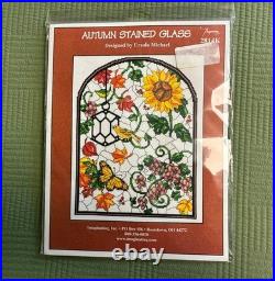 Imaginating Stained Glass Cross Stitch Spring, Summer, Autumn, Fall Set of 4