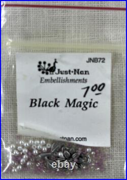 JUST NAN Black Magic Quilt OOP Chart + Embellishments + Started All Silk Threads