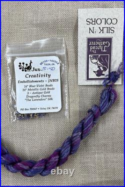 JUST NAN Creativity Stitch Kit OOP Chart Cat Birds Embellishment Pack Beads Silk