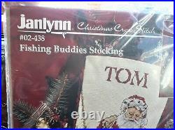 Janlynn Christmas Cross Stitch Fishing Buddies Stocking 02-438 10x14 Kit New