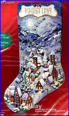 Janlynn Christmas Village Snowy Victorian Town Needlepoint Stocking Kit 023-0212