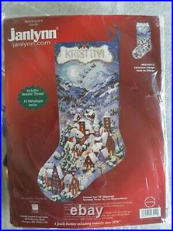 Janlynn Christmas Village Wool Needlepoint Stocking Kit 023-0212 Nancy Rossi